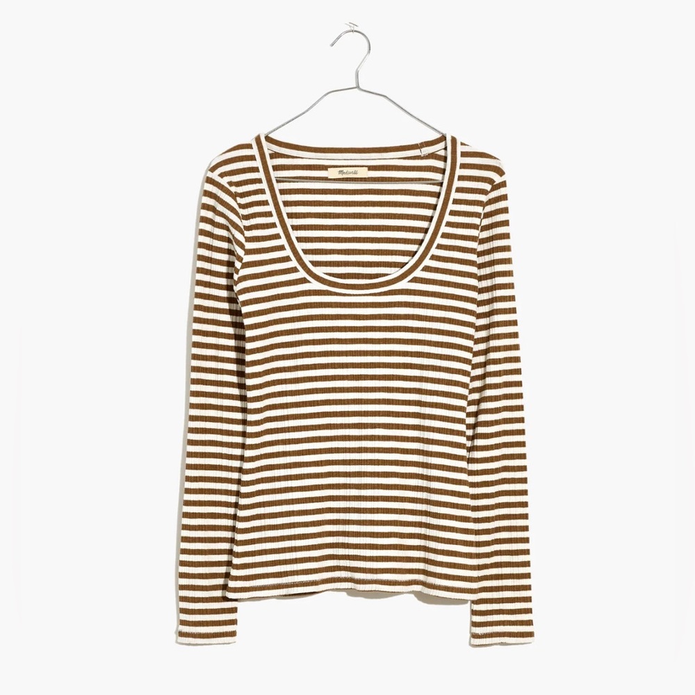 NWT Madewell Pointelle Square-Scoop Tee in Stripe
